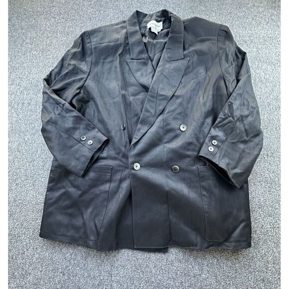 Daniel Niveau Blazer Womens 18W Black Silk‎ Lined Pockets Suit Jacket Business - Picture 2 of 10